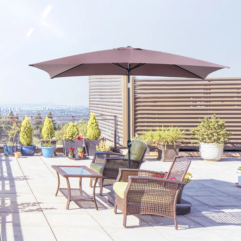 Brown Tilt Crank Patio Umbrella