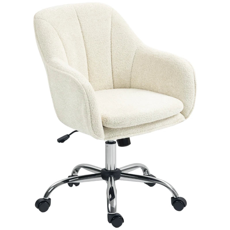Velvet Feel Ergonomic Office Chair in Beige for Comfortable Workspaces