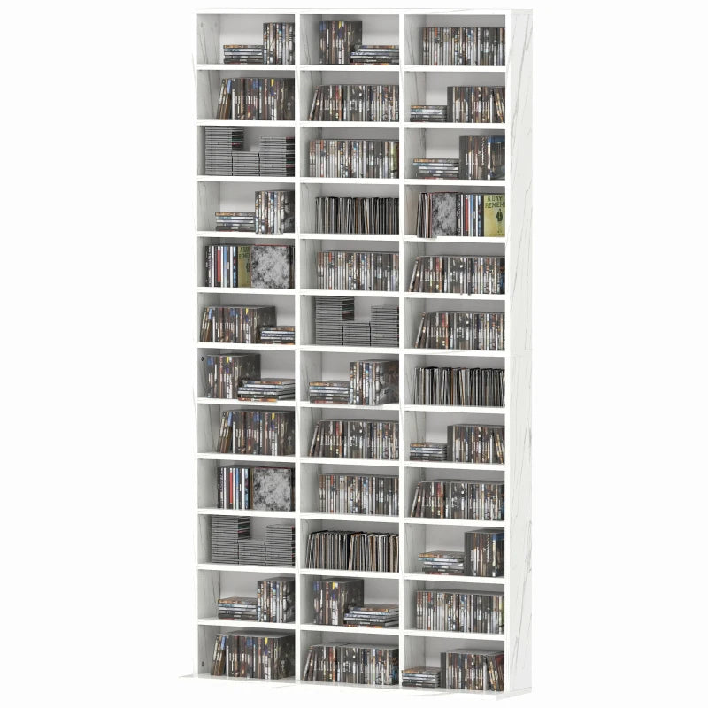 Adjustable CD Storage Unit with Marble Effect, 102 x 195 cm - Stylish and Functional Media Organizer