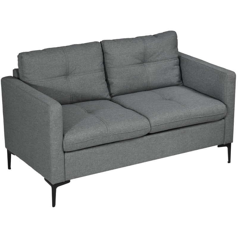 Stylish Grey Two-Seater Sofa with Steel Legs for Modern Living Spaces