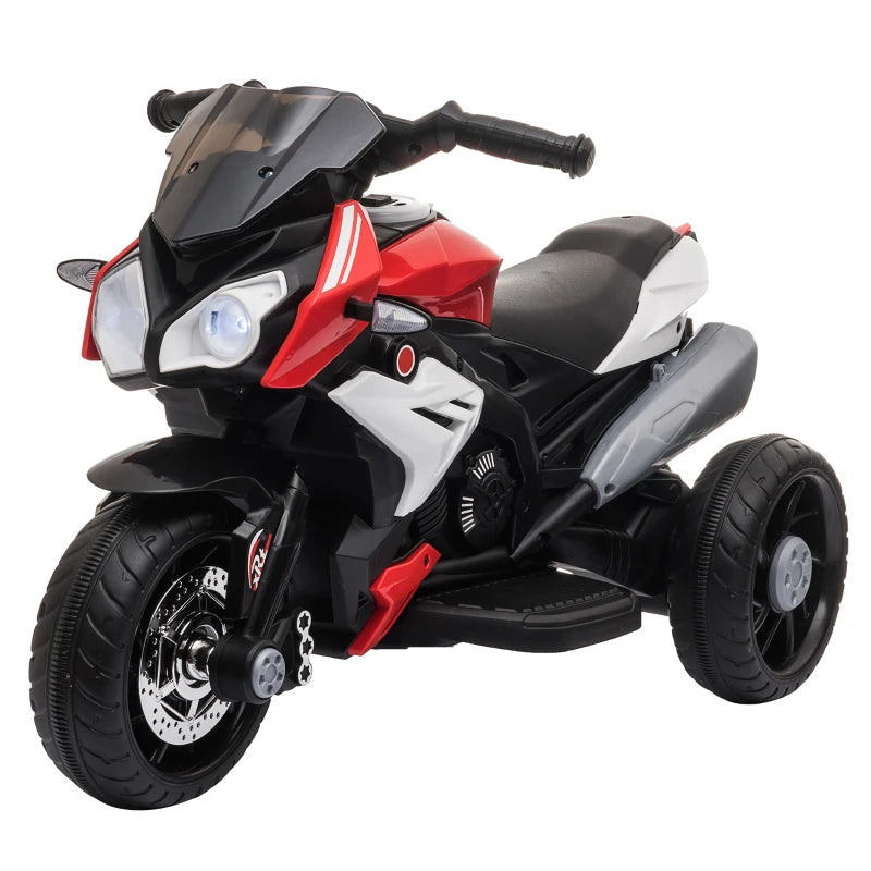 Kids Electric Motorcycle Ride-On Toy - 3 Wheels, Music, Horn & Lights - Fun Red Color for Outdoor Adventure