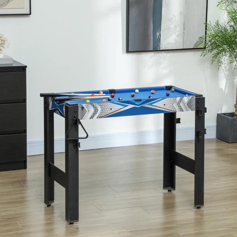 5-in-1 Multi Games Table for Family Fun with Pool Table Tennis Basketball Hockey Archery Blue
