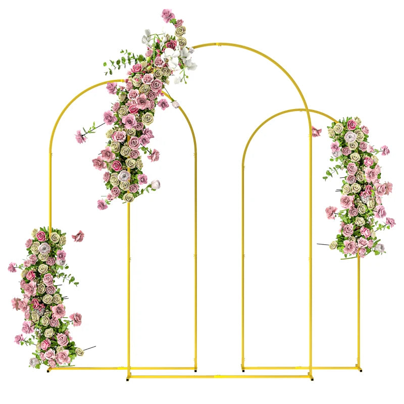 Metal Wedding Arch - 2.2m Gold Tone Backdrop Stand