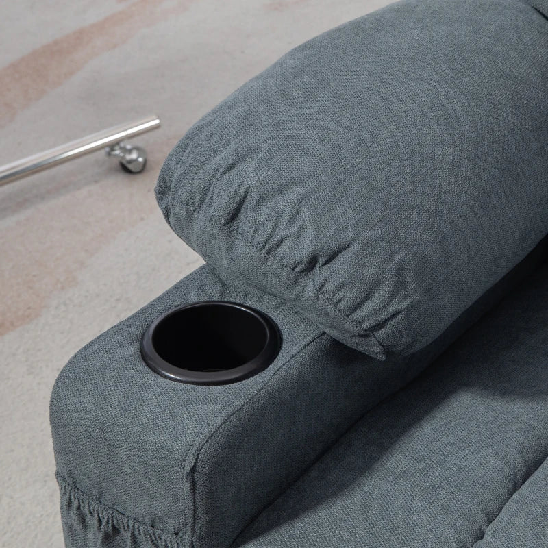 Oversized Riser Recliner Chair for Elderly - Fabric Lift Chair with Remote, Side Pockets, Cup Holder, Grey