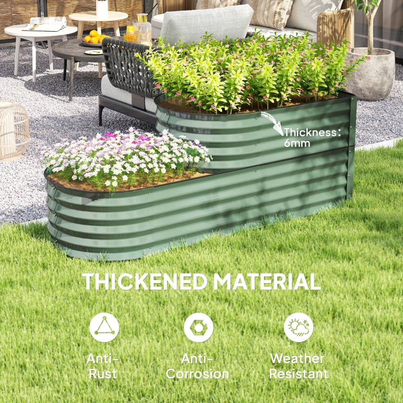 Two-Tier Galvanised Steel Garden Planter - Light Green - 100cm x 50cm