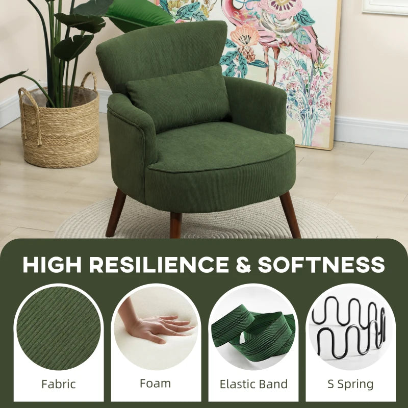 Green Corduroy Retro Accent Chair for Stylish Living Room Decor