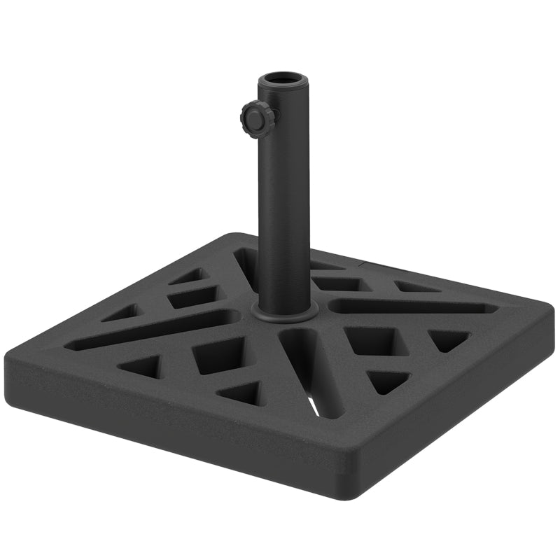 15kg HDPE Black Garden Parasol Base - Outdoor Umbrella Stand with Cut-Out Design for Deck and Poolside