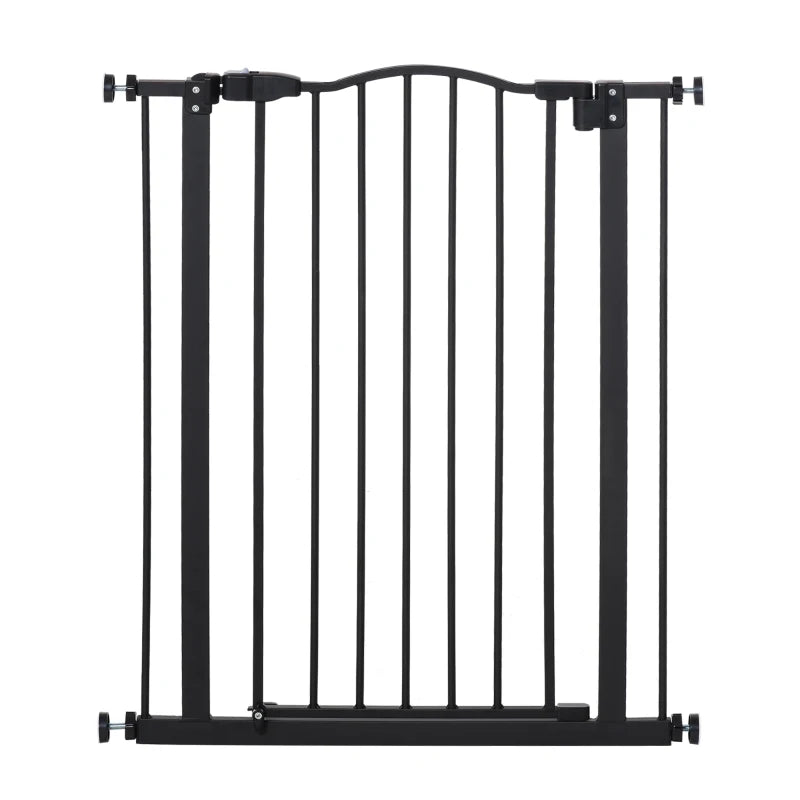 Pressure Fit Dog Stair Gate - No Drilling Safety Gate with Auto Close, Adjustable 74-80cm, 94cm Tall, Black for Doorways & Hallways