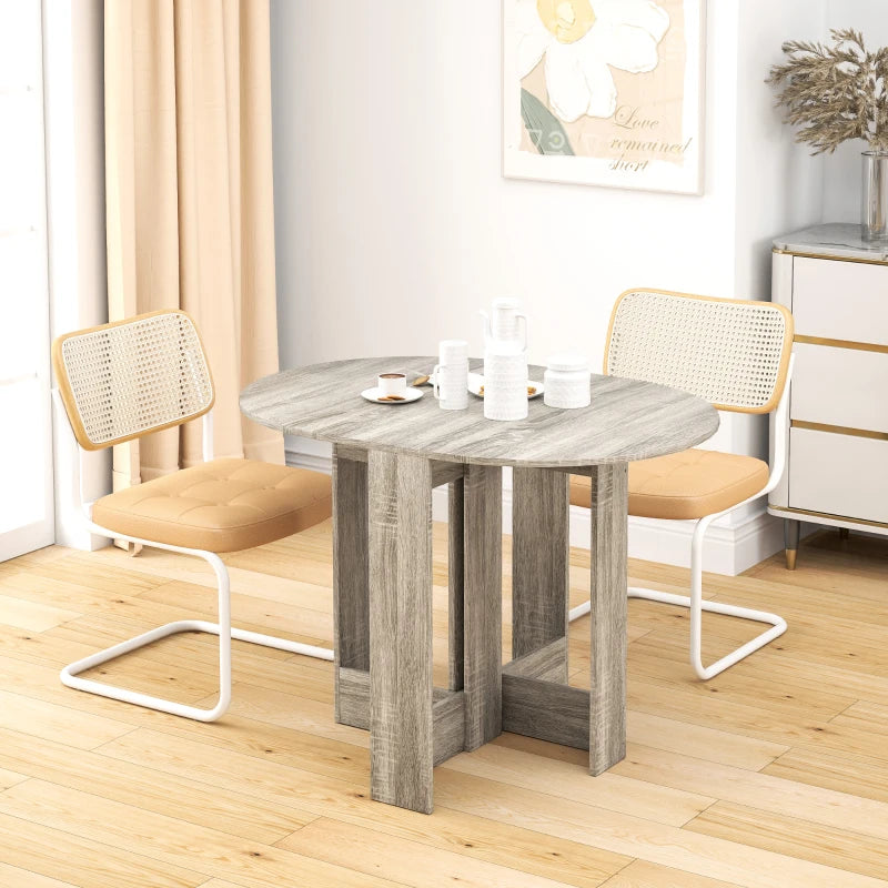 Space-Saving Drop Leaf Folding Dining Table for Small Spaces - Stylish Grey Kitchen & Dining Room Furniture