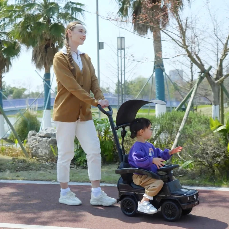 3 in 1 Kids Ride On Push Car Toddler Sliding Car Manual Foot to Floor Slider Push-Along with Horn Steering Wheel Black