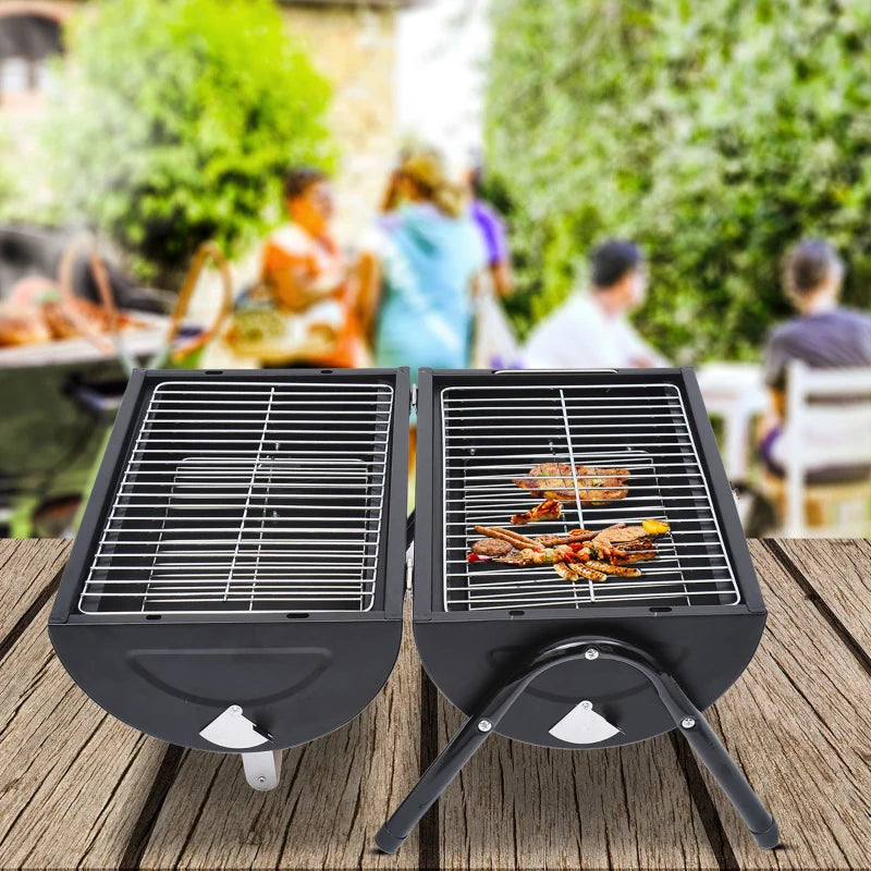 Compact Black Charcoal BBQ Grill