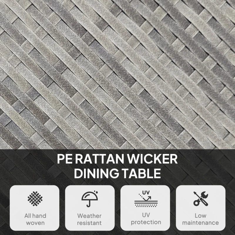 90cm Grey Wood-Effect Rattan Table for Four