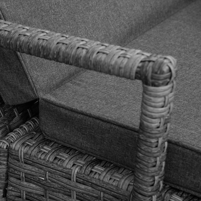 Grey Rattan Sun Loungers Set of 2 with Cushion