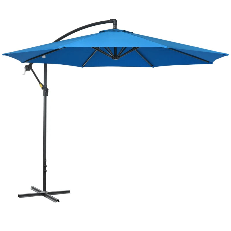 Blue 3m Offset Cantilever Parasol with Cross Base