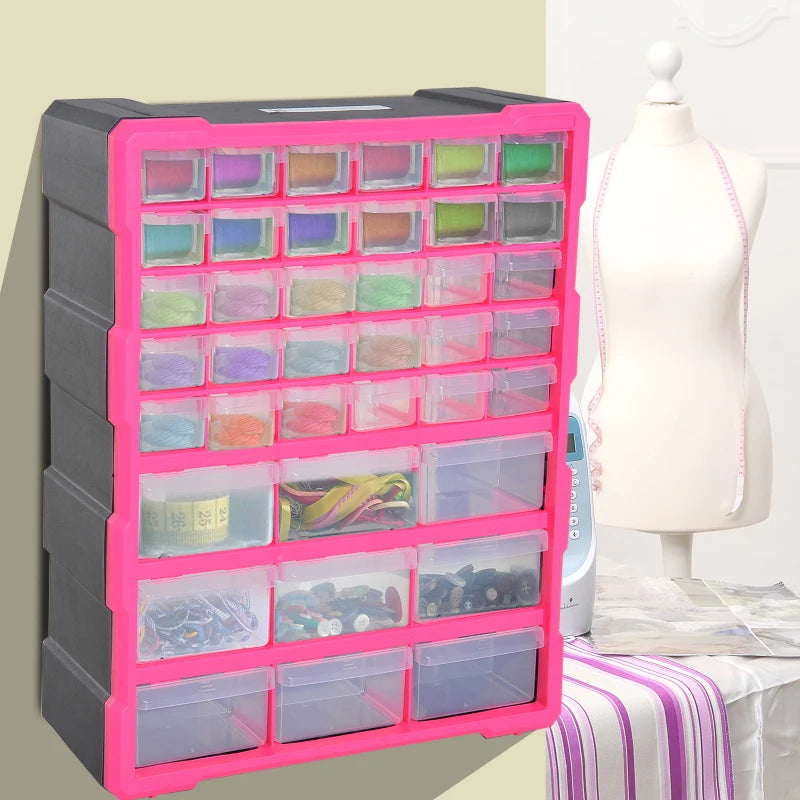 Efficient Wall-Mounted Tool Storage with 39 Drawers