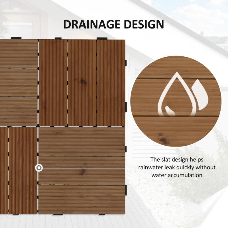 9 Piece Brown Wooden Decking Tiles