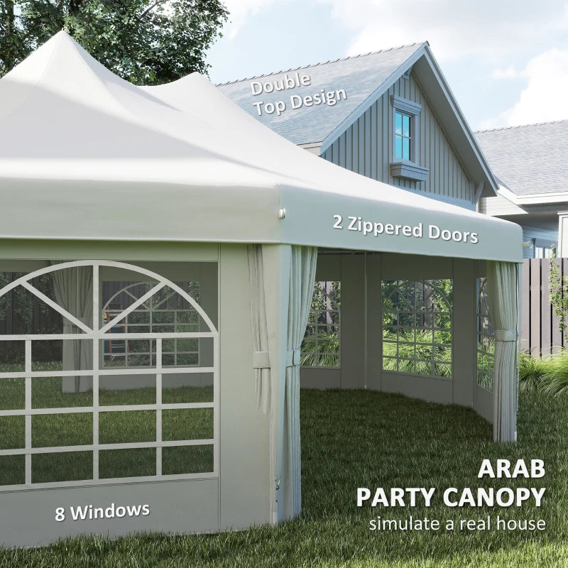 10-Sided Decagonal Garden Gazebo Party Tent - Heavy Duty Metal Frame Canopy (8.9m x 6.5m) - White
