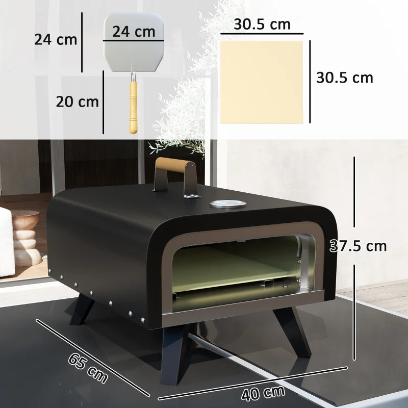 Portable Outdoor Gas Pizza Oven with 12" Stone, Thermometer, Foldable Legs, and Accessories