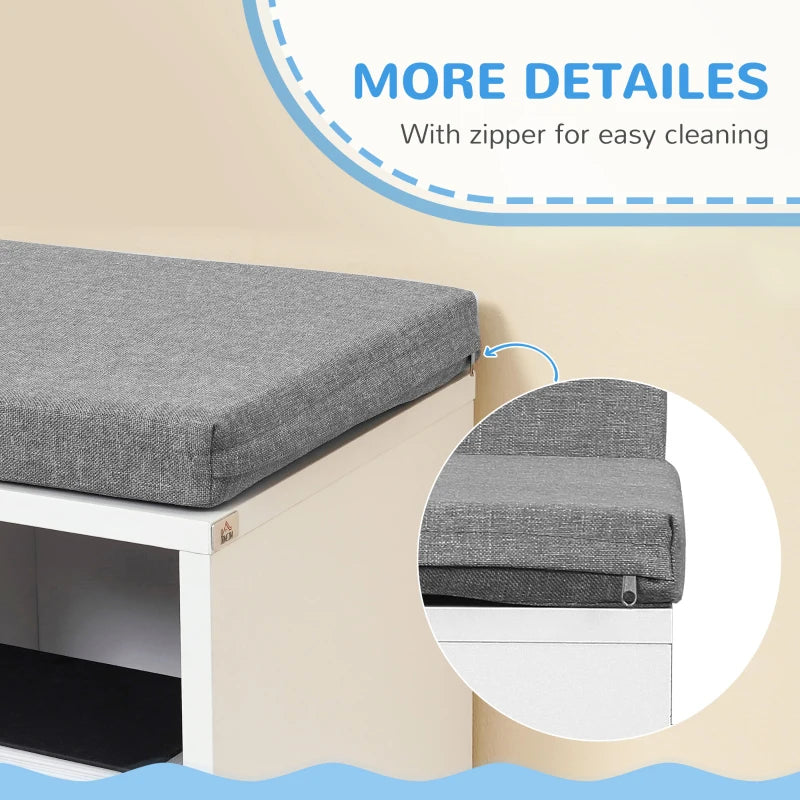 Stylish White Bookcase Storage Shelf with Cushioned Reading Seat - Perfect Bookshelf Cabinet for Study & Living Room
