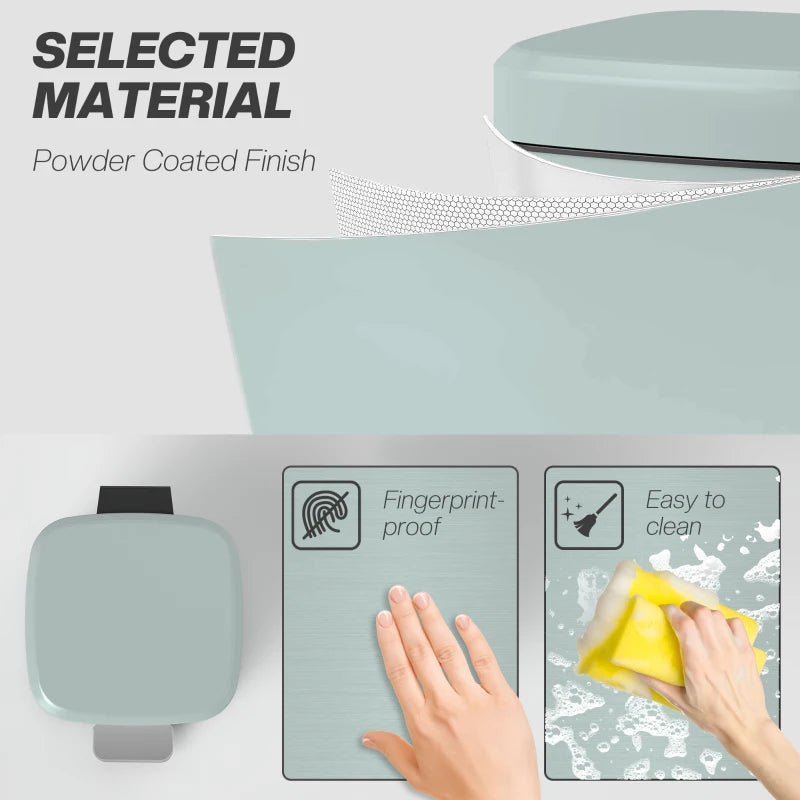 20L Modern Boxy Metal Kitchen Bin - Stylish Light Green Trash Can for Home Organization & Waste Management