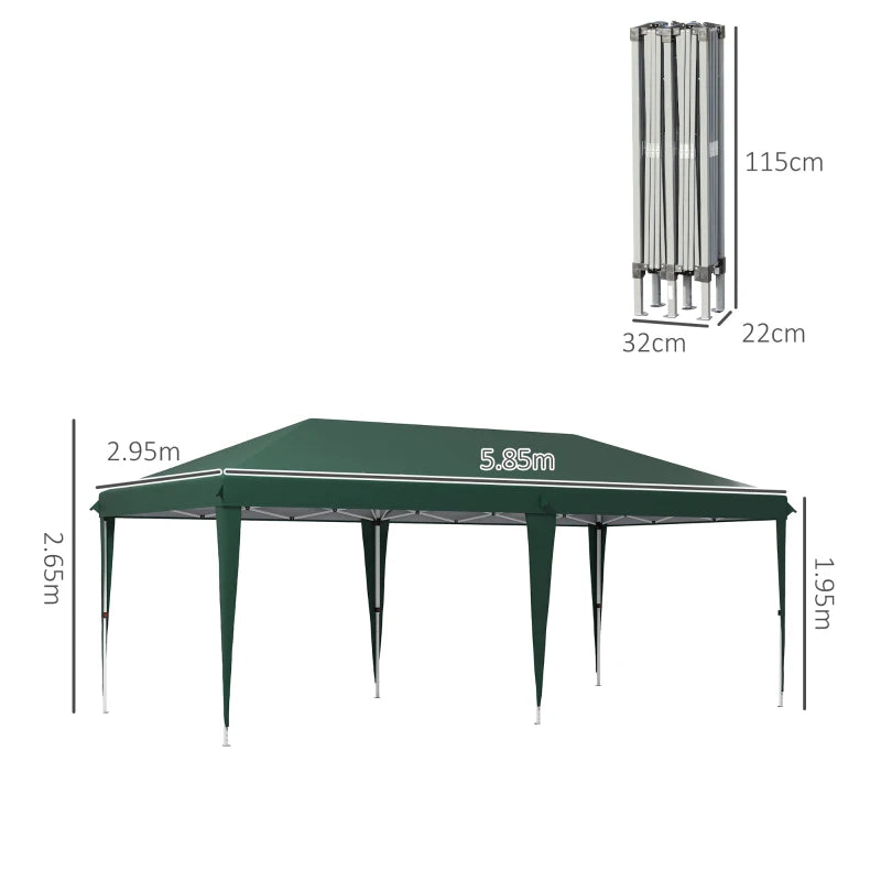 6 x 3 m Green Pop-Up Steel Frame Gazebo - Outdoor Canopy Tent for Events