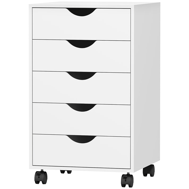 Modern White Five-Drawer Filing Cabinet for Home Office Storage - Stylish and Functional Organization Solution