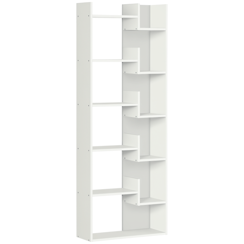 Modern 6-Tier Book Shelf with 11 Open Shelves - Freestanding White Bookcase for Home Office & Study