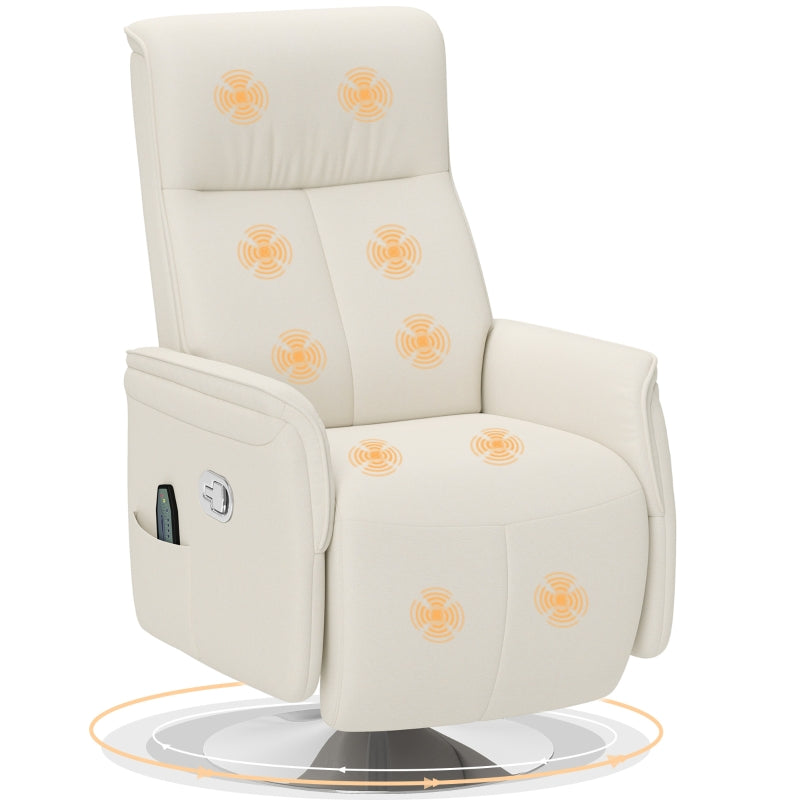 Cream 10-Point Massage Recliner Armchair for Ultimate Relaxation and Comfort