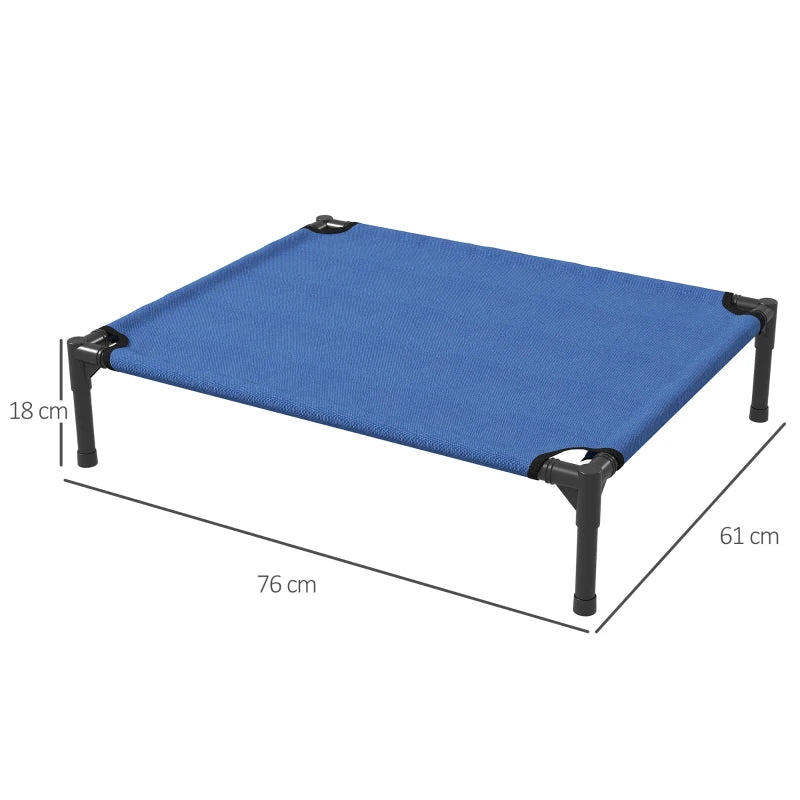 Elevated Dog Bed for Cats & Dogs - Portable Medium Camping Bed with Metal Frame - Blue Color