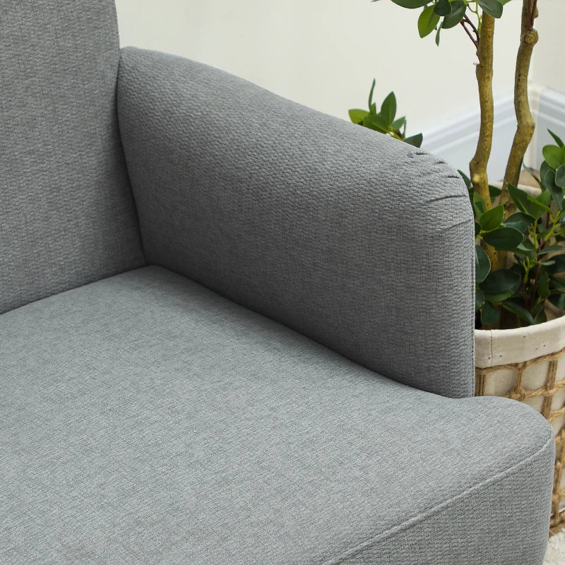 Stylish Grey Velvet 2 Seater Sofa Loveseat with Thick Padding and Wooden Legs for Small Spaces