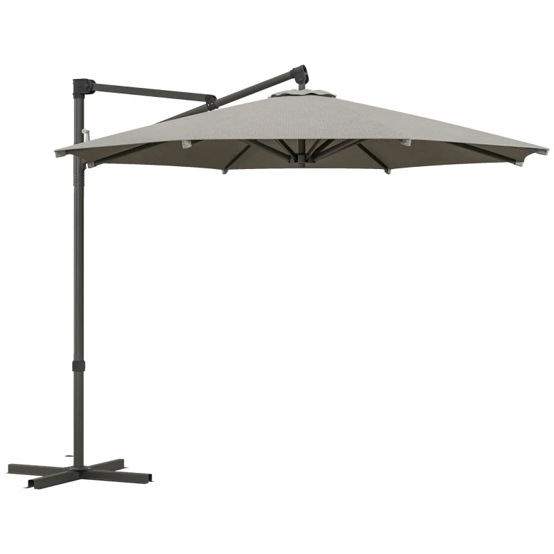 3m Overhanging Parasol with 360° Rotating Movement - Light Grey