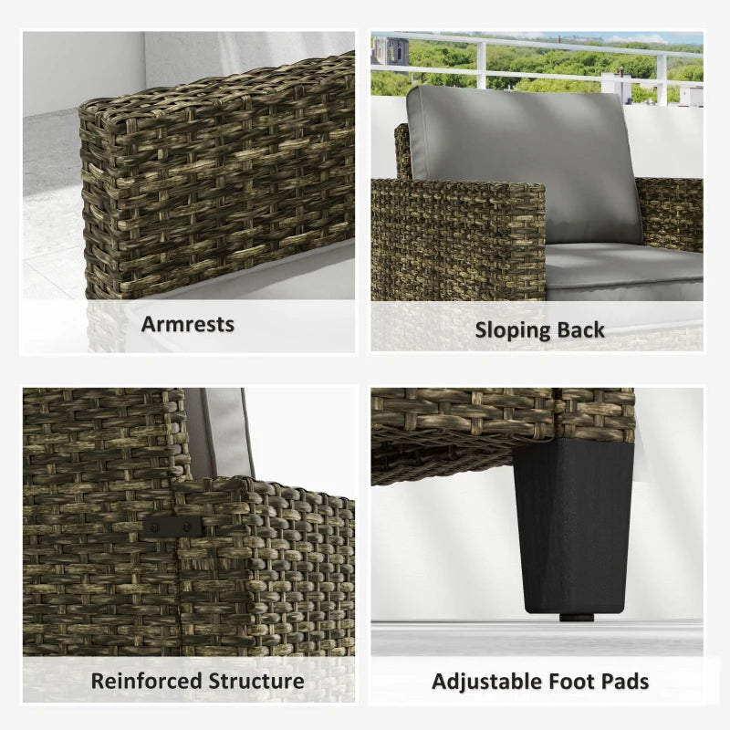 Single Rattan Armchair with Cushions - Mixed Grey - Stylish Outdoor Seating, Comfortable and Durable