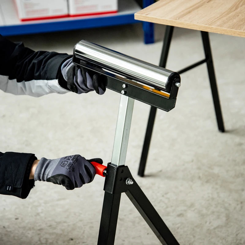 Black Folding Roller Stand for Material Support