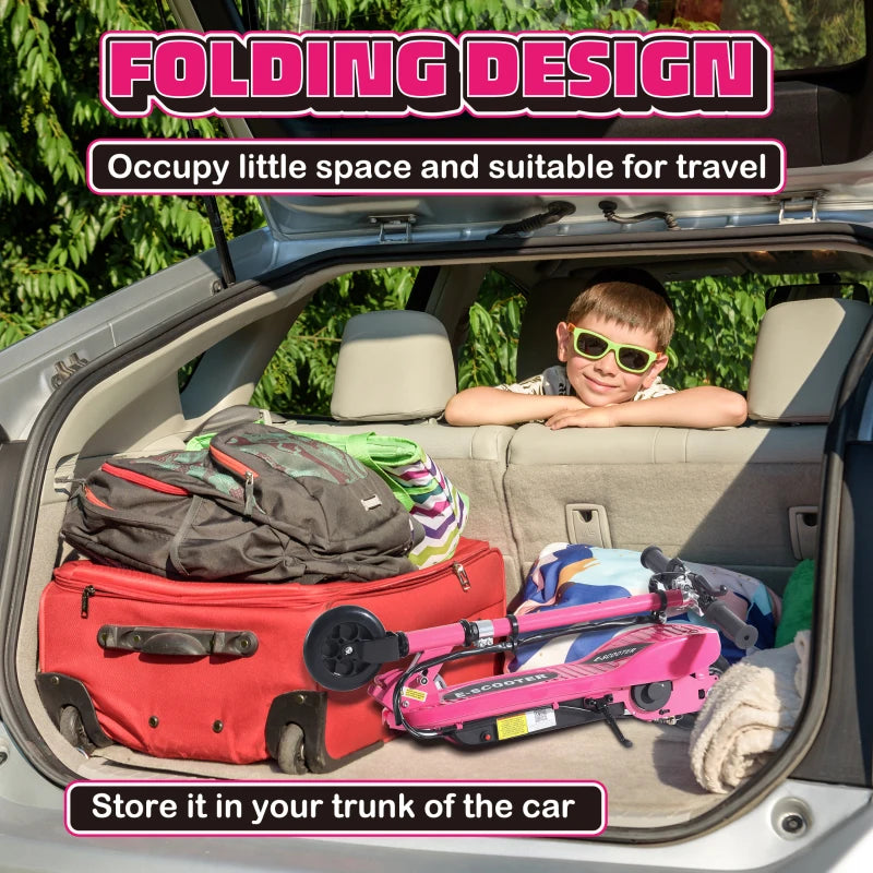 Foldable Electric Kids Scooter for Ages 7-14 Years in Pink