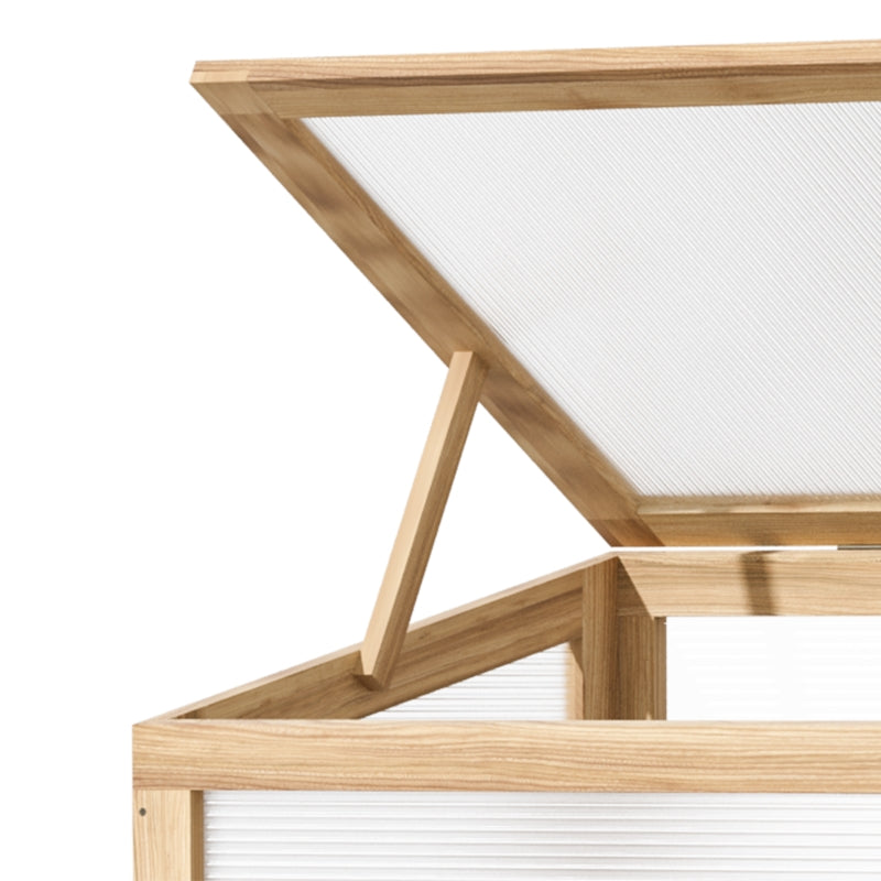 Wooden Greenhouse Garden Bed with Elevated Box - Natural