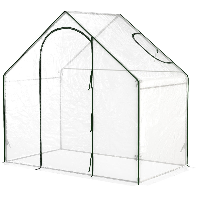 Greenhouse Garden Planter with Zipped Door & Window - White
