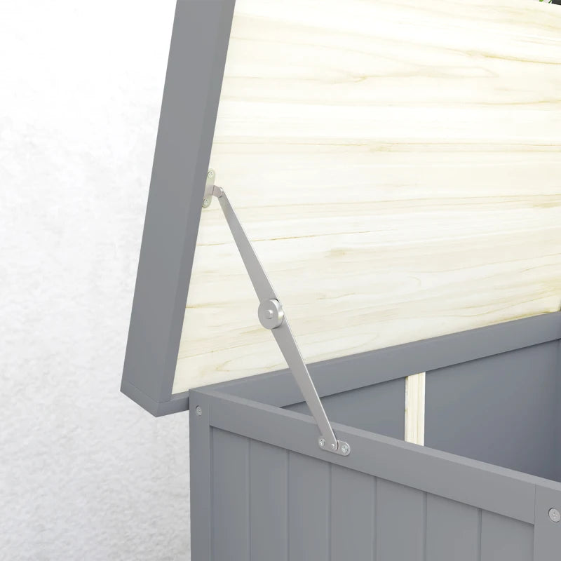Wooden Garden Shed - Grey Outdoor Storage Cabinet with Hinged Roof, Shelf & Double Doors - 4x6 ft
