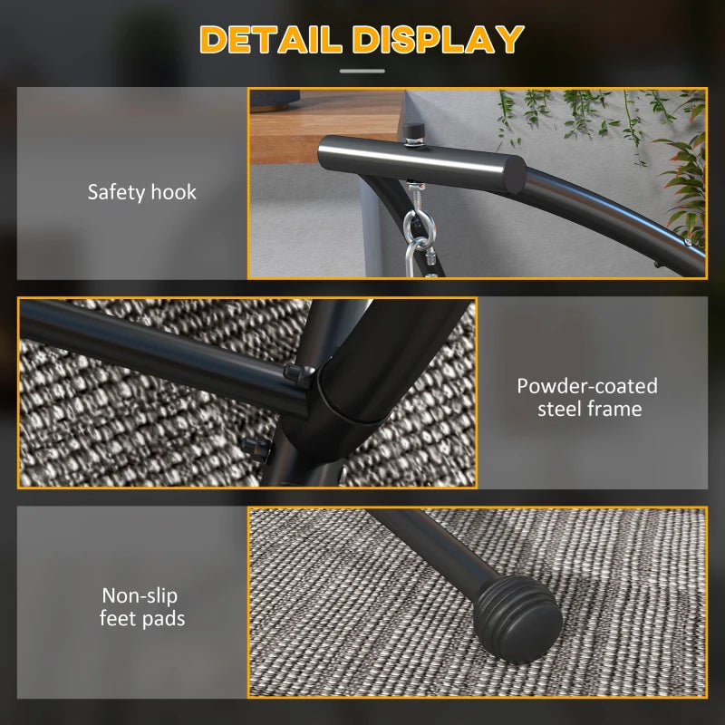 Black C-Shaped Hammock Chair Stand - Heavy Duty Metal Frame for Indoor & Outdoor Use