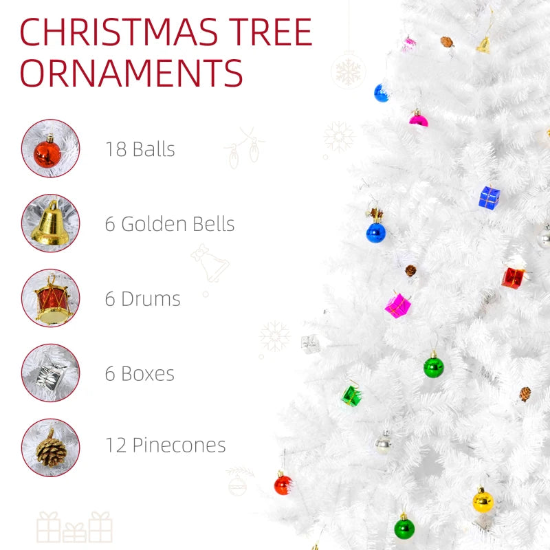 6ft Elegant White Snow Artificial Christmas Tree with Metal Stand - Seasonal Home Decorations for Holiday Cheer