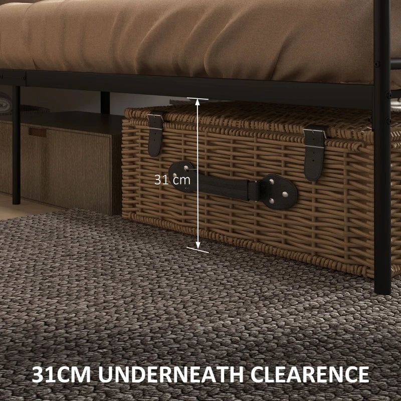 King Size Metal Bed Frame with Headboard & Footboard - 5ft4 Bed Base with 31cm Under-Bed Storage for Bedroom