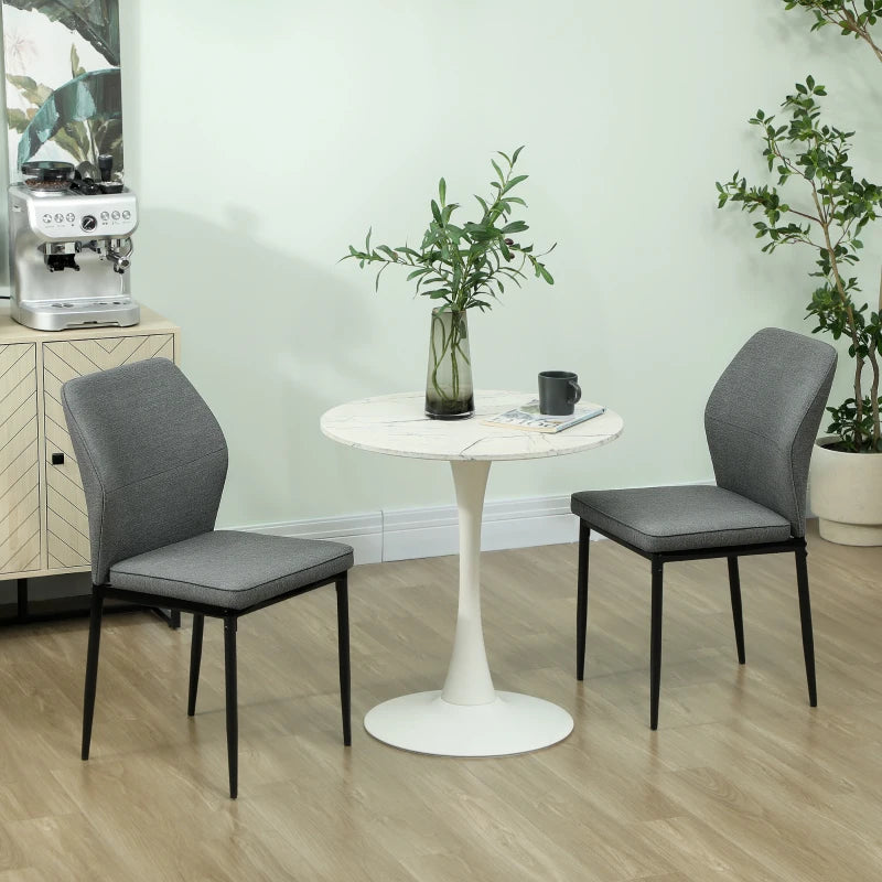 Modern Velvet Dining Chairs Set of 2 - Armless Upholstered Kitchen Chairs with Metal Legs, Curved Back, Padded Seat - Grey