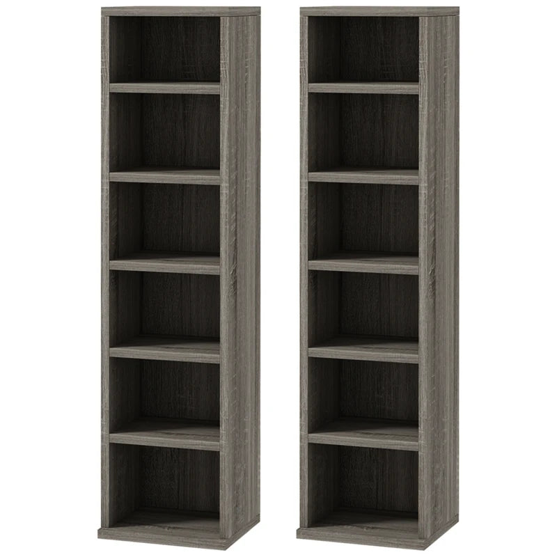 Set of 2 Dark Wood-Effect 102 CD Storage Units - Stylish and Space-Saving Media Organizers for Home or Office