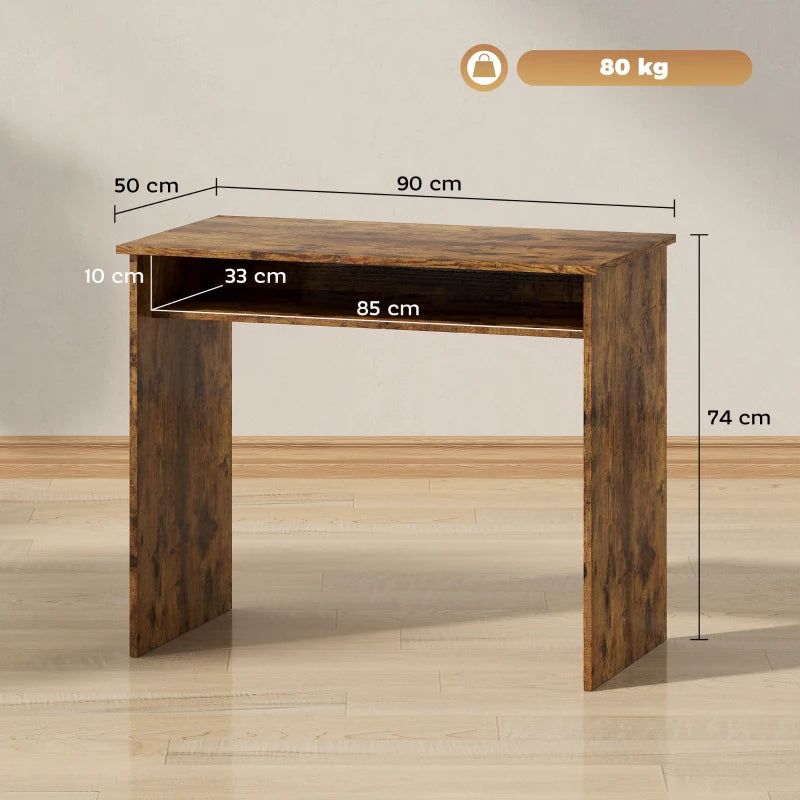 Stylish Boxy Work Desk with Shelf - Modern Wood-Effect Home Office Furniture for Productive Workspaces