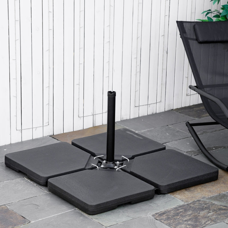 4-Piece Black Plastic Cantilever Parasol Base - Durable and Stable Outdoor Umbrella Stand