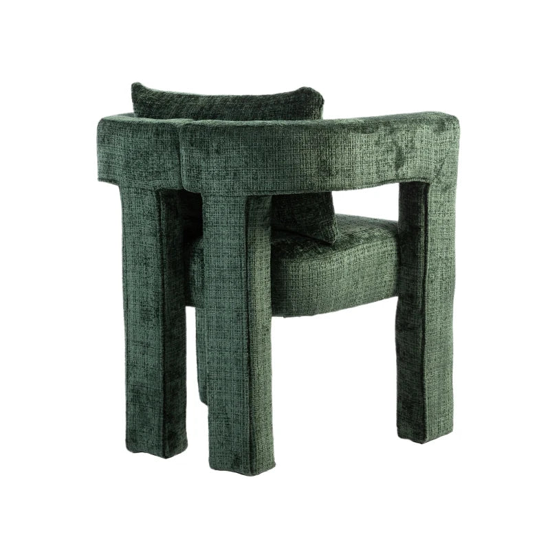Modern Lounge Chair Set of 2 - Hollow Armrest Design, Cushions & Pillows, 60x44x65 cm, Stylish Emerald Color