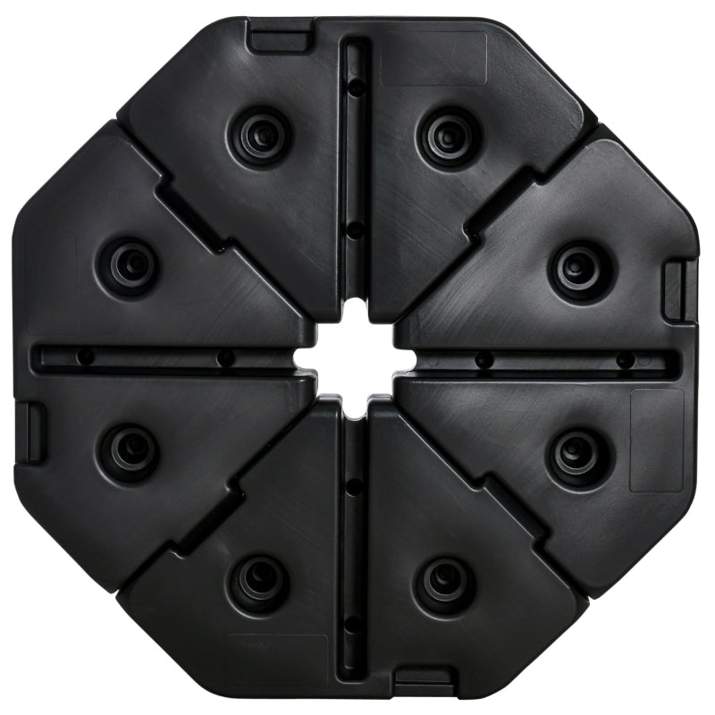 Black Detachable Cantilever Umbrella Base, Outdoor Parasol Stand with Sand and Water Fill, 140KG Capacity