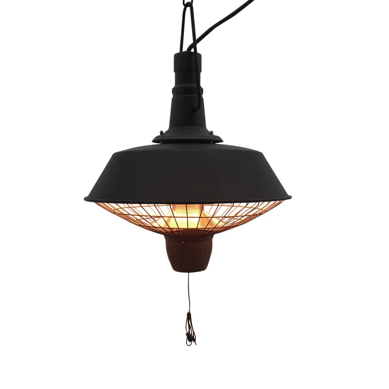 2100W Outdoor Halogen Electric Heater - Ceiling Mounted Patio Garden Warmer Light in Black - Perfect for Outdoor Comfort