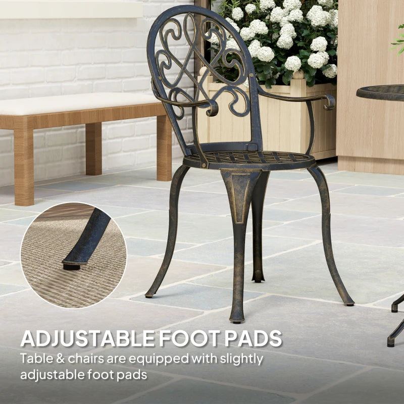 Elegant Bronze Aluminium Garden Set - 3-Piece Outdoor Furniture Set