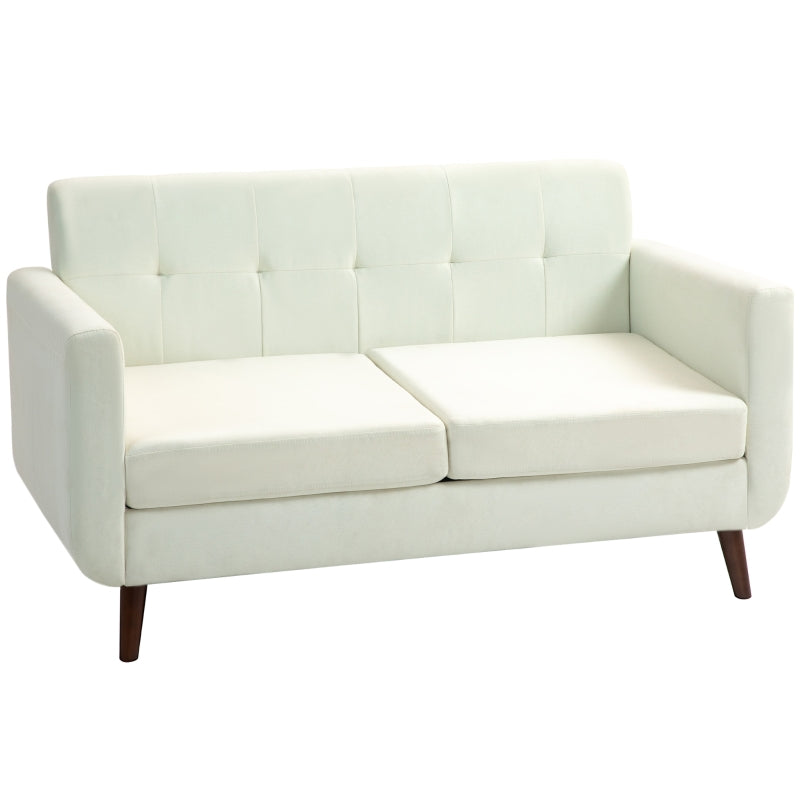Cream Two-Seater Linen-Look Sofa for Stylish Living Room Seating