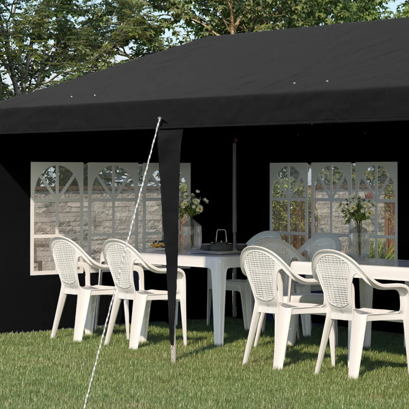 Black 3x6m Adjustable Pop Up Gazebo with Sidewalls & Storage Bag